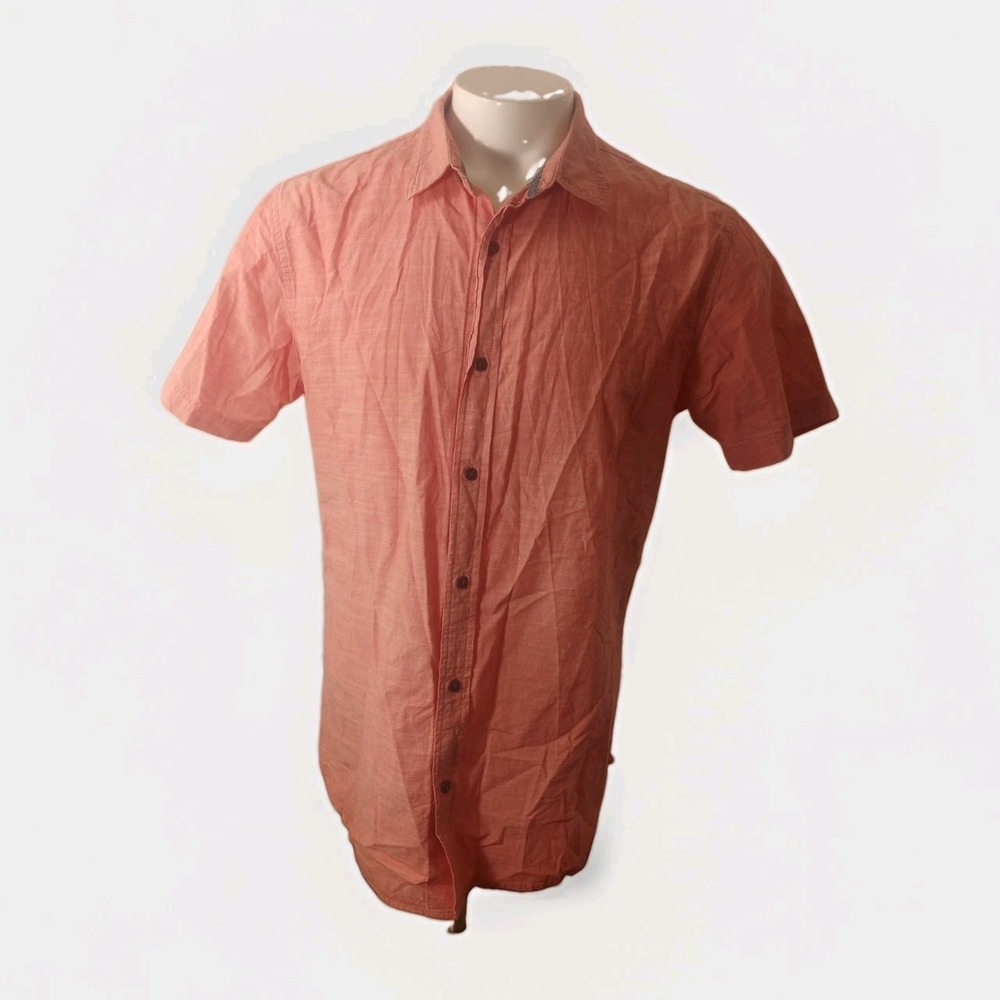 Levi's Short Sleeve Button Up Shirt Pink Red Cotton Camp Preppy Mens Size L